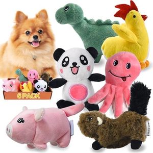 LEGEND SANDY Lot de 6 jouets couineurs en peluche pour chiot, jouets à mâcher pour chiens de petite et moyenne taille