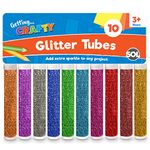 10pk Kids Glitter Tubes in 10 Assorted Vibrant Colours | Glitter for Kids Crafts, Fine Glitter for Slime, Craft Glitter Shaker, Resin Glitter for Arts, Nail Glitter for Wax Melts, Easy to Use