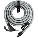 Central Vacuum Universal Connect Electric Hose with Flush Handle and Hose Hanger