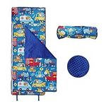 Animal Transportation Nap Mat for Toddlers Boys-Pillow, Mat and Blanket Included- Kids Sleeping Bag for Nursery Daycare Travel