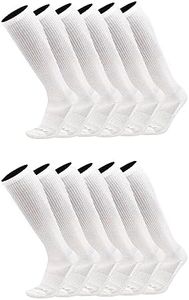 TCK Over the Calf Work Socks 12 Pair Moisture Wicking for Men and Women (White, Large)
