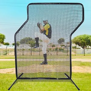ANDGOAL Baseball Pitching Z Screen - Baseball Softball Protective Screen, Pitching Screen, Softball Pitching Safety Screen, Baseball Batting Screen, Pitchers Net for Baseball with Steel Frame 7'x 5'