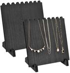 Ikee Design Set of 2 Wood Necklace Jewelry Display Stand for 8 Necklaces, Necklace Display Holder, Wood Plank Necklace Display Stand, Black Color