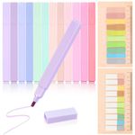 FRIUSATE Pastel Highlighters Set, 12Pcs Aesthetic Highlighters Bible Highlighters with 20 Styles Mini Sticky Notes & 2 Rulers, Dry Fast for Journals, Bibles, Notes, Schools, Office