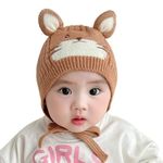 REFFER Baby Winter caps Unisex Woolen Beanie fit for 3 Months to 4 Years Old Toddler Baby Winter Caps for Kids Boy's and Girl's Free Size (Brown)