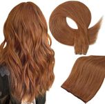 Full Shine 24 Inch Hair Extensions Genius Weft Hair Extensions Huaman Hair Hand Tied Weft Extensions Color Copper Human Hair Extensions Sew In Remy Hair Extensions For Women 60G