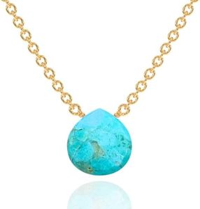 Turquoise Necklace for Women, Premium Gold Heart Necklaces for Women - Tarnish Free 18K Gold Vermeil Certified S925 Classic Statement Necklace Gold Jewelry for Women - Mothers Day Gifts for Mom Wife