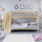 Solid Pine Wood Triple Bunk Bed wit