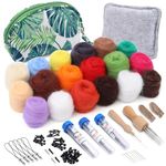 Doxiru Needle Felting Kit, 18 Colors Wool Roving for Felting, Wool Felting Tool Starter Kit Felt Molds with Portable Storage Box for DIY Craft Home Decoration Gift