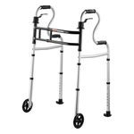 VEVOR Wheeled Folding Walker, Versatile 3-in-1 Design, Height & Width Adjustable, Light Aluminum Frame | Front Wheels for Enhanced Mobility, Supports up to 350LBS - Ideal for Elderly