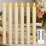 Eldnacele LED Taper Candles Flickering with Timer, Battery Operated Flameless Taper Candles with Remote, Real Wax LED Dinner Candles for Christmas Home Wedding Decor