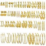 36 Pairs Gold Hoop Earrings Set for Women Girls Multipack, Hypoallergenic Chunky Chain Twisted Hoop Earrings Pack, Fashion Dangle Earrings Jewelry for Gift