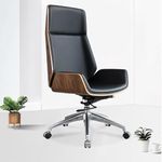 Upmarkt Drumbeat Leatherette Executive Office Chair, Manager/Boss Chair with Double Layer Backrest, Spacious Cushion Seat, Cochlear Armrest (Black)