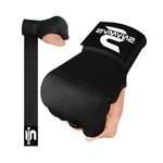 SAWANS Boxing Hand Wraps Inner Gloves for Hand Protection Long Wrist Straps Elasticated, Padded Martial Arts Combat Gloves Punching Bag Training Gel Mitts Muay Thai MMA (Kids/Junior, Black)