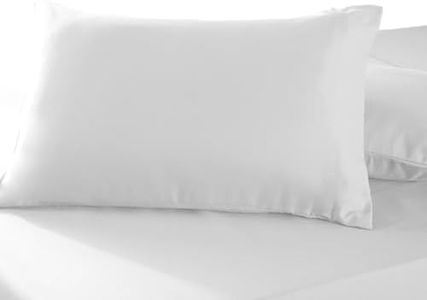 Pizuna Funda Almohada Algodon 45x75, Tejido Satinado de Lujo 100% algodón de Fibra Larga de 400 Hilos Lote de 2 Fundas de Almohada con Solapa de 15 cm en un Lado (Funda Almohada Blanco)
