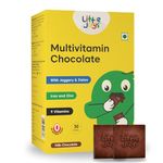 Little Joys Multivitamin Chocolate For Kids 2+ years | 30 Multivitamin Chocolates | No White Sugar & No Preservatives | Sweetened With Jaggery | Vitamin B12, D2, B9, E, Iron, & Zinc