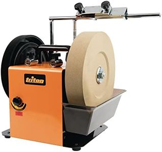 Triton Whetstone Sharpener – 120W Wet Stone Bench Grinder with Honing Wheel, Tool Rest & Angle Guide, Orange (TWSS10 / 949257)