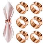 Trimming Shop 4PCS - Rose Gold Napkin Rings, Napkin Holder Ring, Hammered Design Serviettes Buckle for Wedding, Birthday, Anniversary, Christmas, Holiday, Dining Party Table Setting Decoration