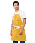 Caldo Daily Cotton Kitchen Apron for Cooking- Mens and Womens Professional Chef or Server Bib Apron - Adjustable Straps with Pockets and Towel Loop (Mustard)