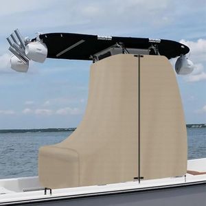 JPURXC T-Top Center Console Cover for Boat，900D Waterproof Marine Grade Canvas, Heavy Duty Outdoor Boat Console Covers,Protecting Boat Center Console and Helm Seat (Khaki,94" L 58" W 82" H)