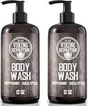 Viking Revolution - Mens Body Wash - Body Wash Men - Shower Gel Men with Vitamin E and Rosemary Oil - Eucalyptus Peppermint - 2 Pack - 24 Oz / 355ml Each