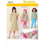 Simplicity Creative Patterns 1511 Child and 18-Inch Doll Matching Loungewear, A (3-4-5-6-7-8)