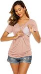 Ekouaer Breastfeeding Shirts for Women Sfot Nursing Top Maternity Postpartum New Mom Pregnancy Clothes S Dirty Pink