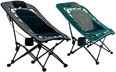 SHFT Outdoors Max Comfort Folding Bungee Chair 2 Pack for Sporting Events, Camping, Tailgating and Outdoor Living (Mixed BT)