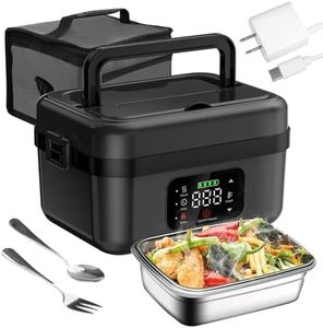 SUPCOOKI Cordless Electric Lunch Box for Adults, Heated Lunch Box Battery Powered, Portable Food Warmer Self-Heating Lunch Box for Travel, Car, Work with 6.7 Cups Stainless Steel Container