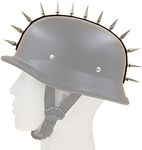 MARSKELETON Marskeleton Punk Mohawk Adhesive PU Leather Strip with Metal Bullet Cone Spikes Studs for Helmet (Silver Studs #01)