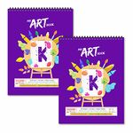 ESCAPER K Letter Sketch Books A4 Size (50 Sheets - Pack of 2 Units) | K Initial Sketch Pads | K Alphabet Drawing Books | Sketchbooks for Painting A4 Size | Art Books for Drawing