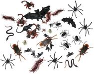 Adam Victor 40 Pieces Plastic Realistic Insects/Bugs - Fake Mice, Cockroaches, Spiders, Scorpions, Flies and Centioedes for Halloween Party Favors and Decoration