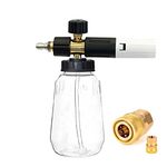 VANTRO Brass Adjustable Transparent Foam Cannon 1 Liter Bottle Transparent Foam Lance With 1/4" Quick Connector Thick Foam Blaster For Pressure Washer