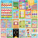 22 Pack 11" x 17" Posters for Children Preschool Primary Junior Classroom Wall Chart Learning and Day-Care Home-Schooling Decorations