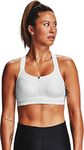 Under Armour Women's Armour High Crossback Zip Bra , White (100)/Halo Gray , 32DD