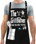 LINEN CLOSET® Adjustable Bbq Aprons for Men Funny Rude Chef Aprons Christmas Grilling Gifts for Dad Son Father Husband with 2 Pockets- Grill Father Apron