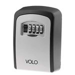 Volo Lock Wall Mount Key Lock Box With Resettable Combination Lock, Outdoor Key Lock Box, 5 Key Capacity - Metal, Grey