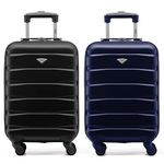 Flight Knight Suitcase Set of 2 Ryanair Cabin Bags 40x20x25 Underseat 4 Wheel Hard Shell Carry-Ons Hand Luggage Bag Over 100 Airlines- British Airways & easyJet Approved Small Suitcase