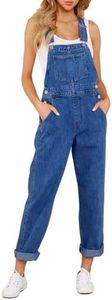 Vetinee Women's Cody Blue Classic Adjustable Straps Pockets Boyfriend Denim Bib Overalls Jeans Pants X-Large