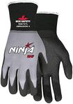 MCR Safety Ninja BNF N96797XS Work Gloves, 15 Gauge NylonSpandex Shell, Breathable Nitrile Foam(BNF) Coated Palm & Fingertips with Grip Dots, X-Small