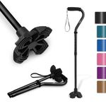 KingGear Adjustable Cane for Men & Women - Lightweight & Sturdy Offset Walking Stick - Mobility Aid for Elderly Seniors & Handicap (Black)