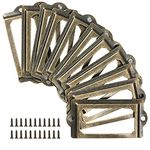 ISKYBOB 24 Pack Antique Label Holder Metal Name Card Frame for Furniture Cabinet Drawer Case,Bronze Color