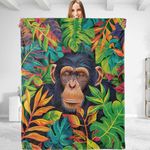 dhakalrlde Tropical Chimpanzees Throw Blanket - Soft, Comfy, Lightweight, Warm, and Fuzzy for Men and Women - Ideal for Couch, Bedroom, Travel, Bed, Home Decor - 50x60in