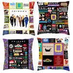 Friends Throw Pillow Covers Friends TV Show Pattern Pillow Cases Cushion Covers Bedding - Super Soft Fleece 18 x 18 Set of 4