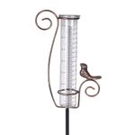 Venniy Rain Gauge Outdoor,7" Glass Rain Gauge with Metal Stake, Decorative Bird Rain Gauge for Yard Garden Lawn Decor…