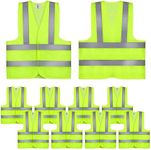 FRIUSATE 10 Pieces Hi Vis Vests,High Vis Vests,Reflective Safety Vests,High Visibility Vests,Hi Vis Jackets for Work, Cycling, Runner