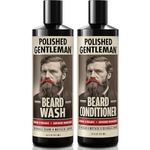 Beard Growth and Thickening Shampoo and Conditioner Set - Beard Care With Organic Beard Oil - Facial Hair Growth For Men - For Younger Looking Beard - Rapid Beard Growth (16 oz) - Made by USA