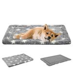 EMPSIGN Fancy Dog Bed Mat, Pet Bed Pad Reversible (Cool & Warm), Machine Washable Crate Pad, Pet Sleeping Mat for Small to XXX-Large Dogs, Grey, Star Pattern