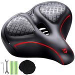 Comfortable Oversized Bike Seat Cushion Compatible with Peloton Bike,Road Bike City Bike and Exercise Bikes for Men & Women (Red)