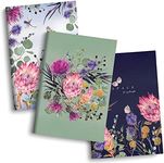 Saturnery Lined Journal Notebook Set of 3 - Pretty Floral Notebook, A5 Size Recycled Paper - Note Taking Soft Cover Cute Notebook - Soft Cover To Do List Small Lined Notebooks for Work Set (3 Packs)